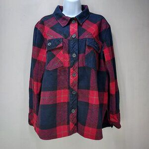 Sanctuary Plaid Flannel Shacket Button-Up Shirt Jacket